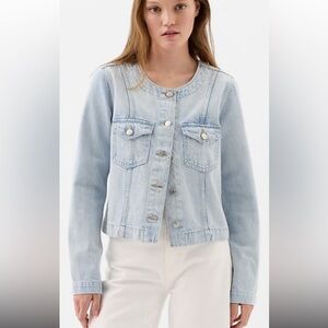 GAP collarless Light Blue Cotton denim Jacket large